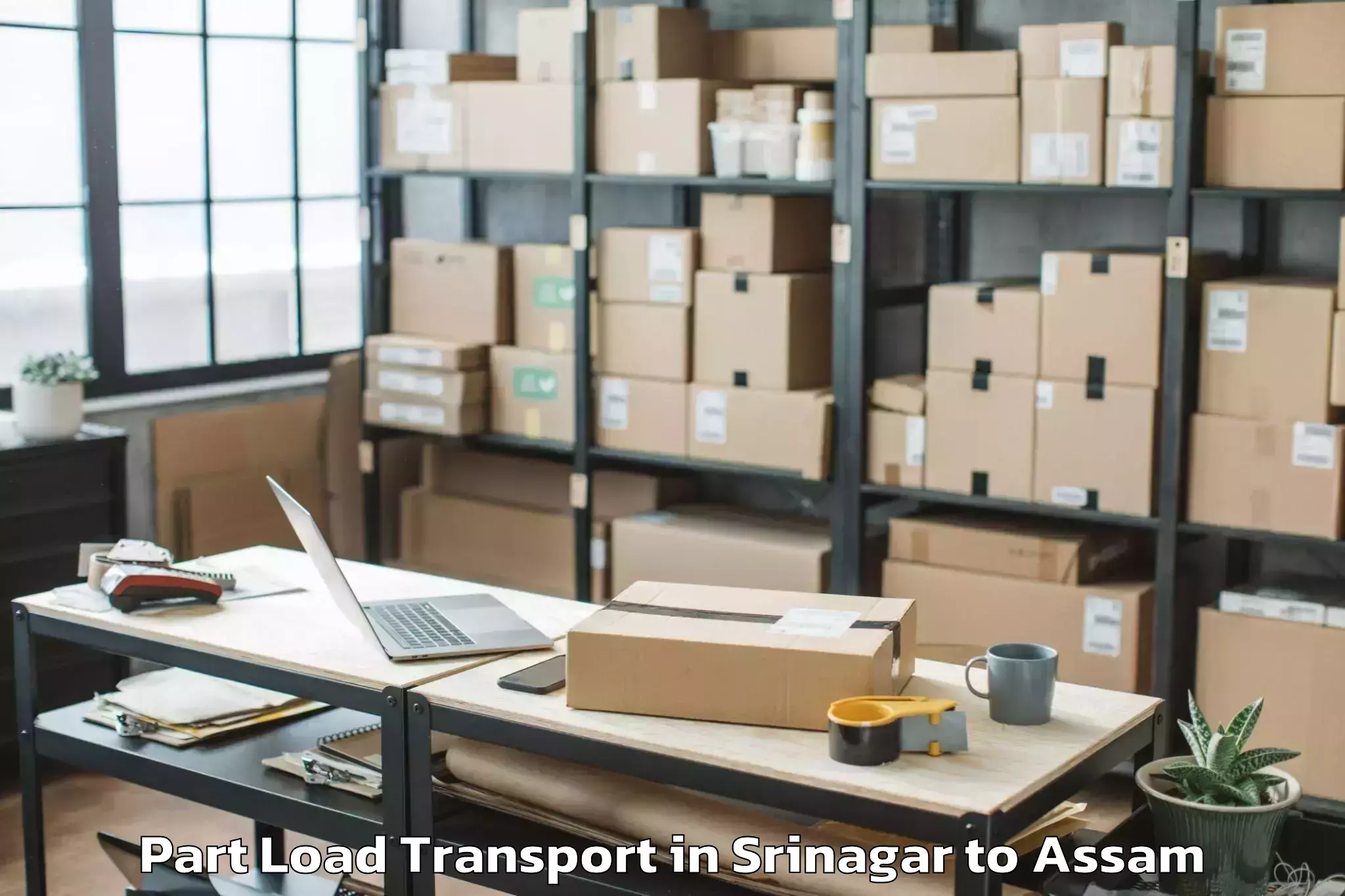 Book Srinagar to Bongaigaon Part Load Transport Online